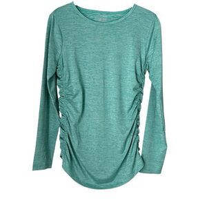 Eddie Bauer crew neck long Sleeve Top Women’s Size Petite Medium Green Heather